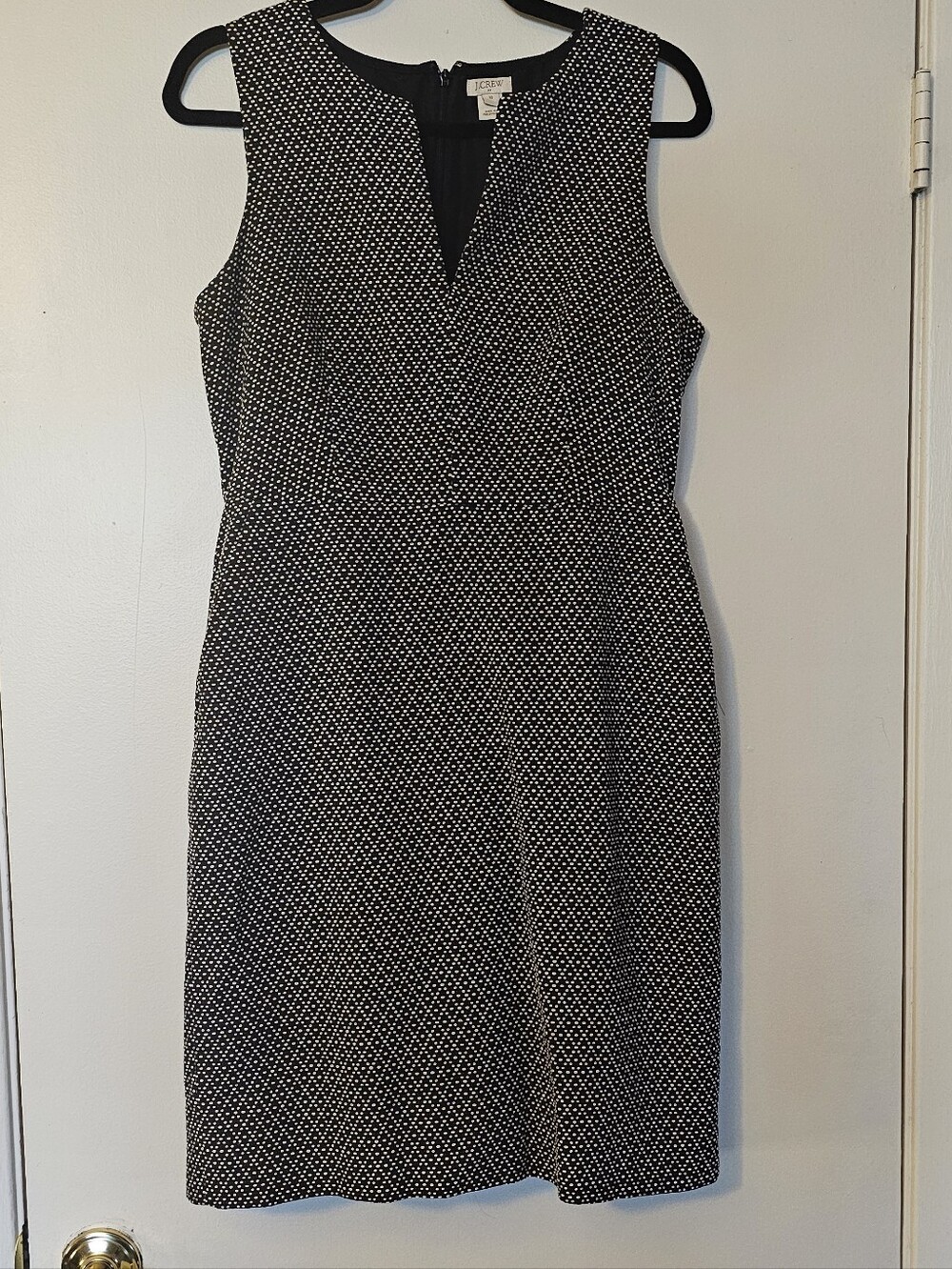 J.Crew Black & White Dot Sheath Dress — Size 10 | Lined | Pockets